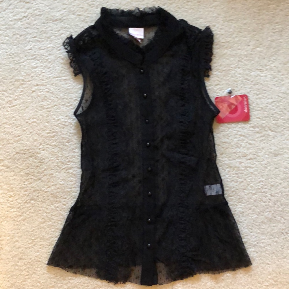 Pretty black Lacey button up top